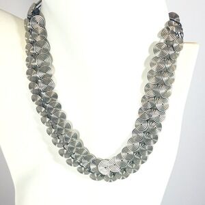 Unbranded Sliver Coil Spiral Statement Necklace Womens Chunky Double Row‎